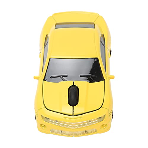 ASHATA Rennwagen-Funkmaus, Tragbare Sportwagen-Computermaus, 2,4 G LED-Licht, 1600 DPI Optischer Sensor für OS X PC für Laptop-Desktop-Computer PC Tablet Gaming (Gelb) von ASHATA