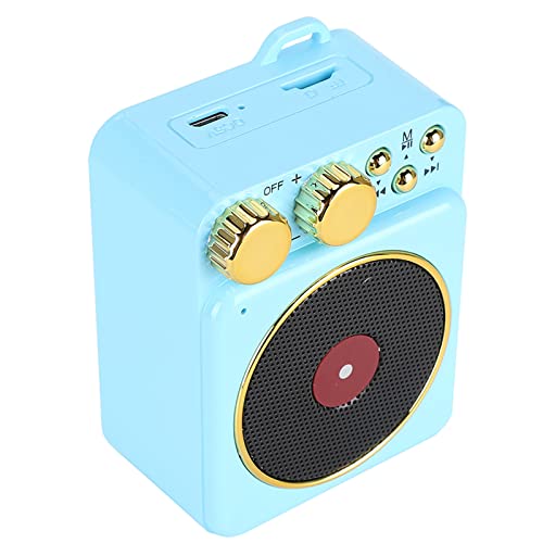 ASHATA Retro Lautsprecher, Classic Retro Plattenspieler DDesign Tragbarer Lautsprecher, DC 3.7V Retro 5.0 Lautsprecher mit Smart Voice Broadcast (Blau) von ASHATA