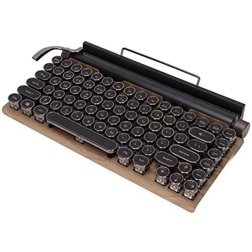 ASHATA Retro Schreibmaschine Tastatur, Kabellose Bluetooth Tastatur, 83 Tasten Wireless Bluetooth 5.0 Keyboard, Mechanische Tastatur mit Punk Tastenkappe für Mac/PC/Laptop/Tablet/Handy von ASHATA