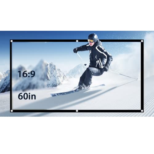 ASHATA Rolloleinwand Beamer Leinwand, Projektion Leinwand 60-120 Zoll Portable Faltbare Beamerleinwand,Tragbar 16:9 Leinwand Heimkino Projektionsfläche für Outdoor-Camping-Film/Open-Air-Kino(60 Zoll) von ASHATA