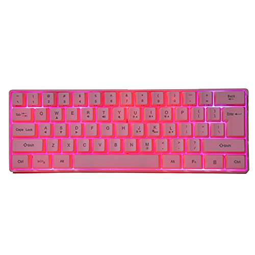 ASHATA Rosa Gaming Mechanische Tastatur, 61 Tasten RGB Hintergrundbeleuchtung Computer USB Gaming Tastatur Beleuchtete Gamer Tastatur für PC Laptop von ASHATA