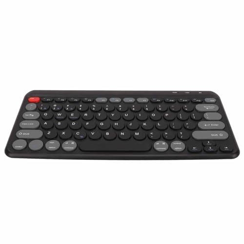 ASHATA Runde Tastenkappen Tastatur, Kabellose 2,4 G Dual Mode Tragbare Schlanke Tastatur mit Stabiler Verbindung, für, für, für IOS (Black) von ASHATA