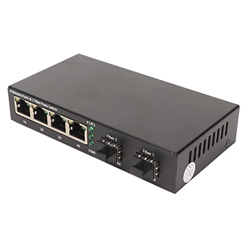 ASHATA SFP Glasfaserschalter 6 Ports, Selbstadaptive LED Anzeige SFP Ports 2 RJ45 Ports 4 Datenrate 1000 Mbit/s Unterstützte Protokolle IEEE 802.3i IEEE 802.3u IEEE 802.3ab IEEE 802.3z von ASHATA