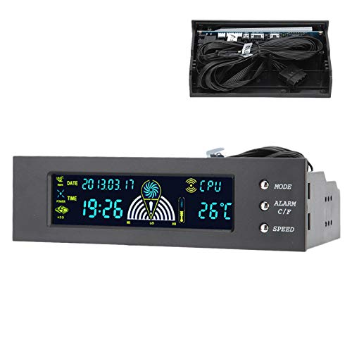 ASHATA STW5023 5,25 Zoll Computer-Temperaturmonitor, Externes Erweiterungsdisplay, 3 Lüfter, Geschwindigkeit, PC, CPU, HDD, SYS, Temperaturregelung, LCD-Frontplatte, von ASHATA