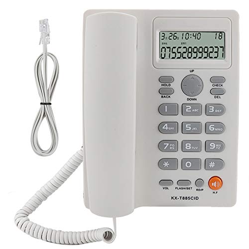 ASHATA Schnurgebundenes Telefon, Anrufer-ID-Telefon Freisprechen Home Office Hotel-Festnetztelefon Englisch, schnurgebundenes Tischtelefon mit Wahlwiederholung Pause/Hold-Funktion (Weiß) von ASHATA