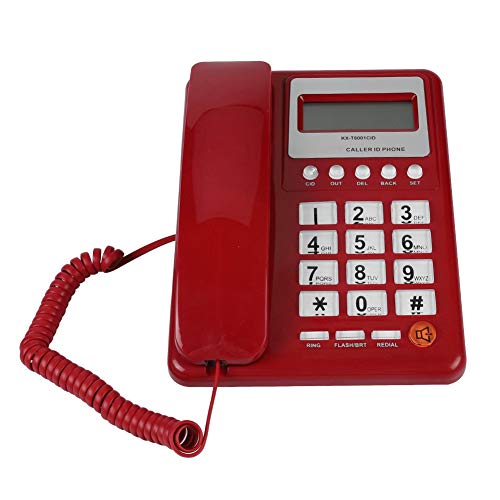 ASHATA Schnurgebundes Telefon Schnurtelefon, LCD Display DTMF/FSK Anrufer ID Desktop Telefon,Home Hotel Festnetztelefon Analog Telefon Tischtelefon mit Wahlwiederholung Flash-Funktion von ASHATA