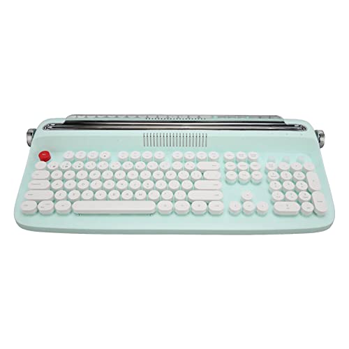 ASHATA Schreibmaschinentastatur, BT5.0 Kabellose Retro Tastatur, Tragbare 104 Tasten, Integrierter Ständer, Tablet Tastatur für Smartphone, Laptop, für Android für IOS (Minzgrün) von ASHATA