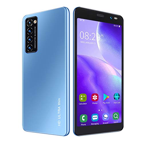 ASHATA Smartphone, Rino4 Pro 5,45 Zoll Face Unlock Dual Cards Dual Standby Smartphone, 512 MB + 4 GB, MTK6572 Dual-Core CPU, HD Full Screen Unlock Smartphone Unterstützung APP(Blau) von ASHATA