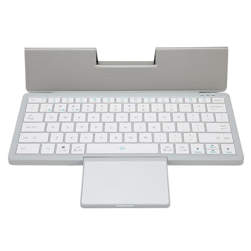ASHATA Tablet-Tastaturhülle für den Gleichzeitigen Betriebsmodus mit Trackpad,5.2, Wiederaufladbarem Akku, Breite Kompatibilität, Abnehmbarer Ständer aus PU-Leder (Silver) von ASHATA