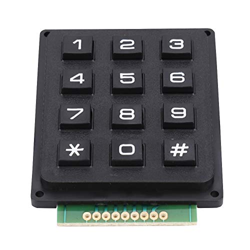 ASHATA Tastatur Module, 3x4 Matrixtastatur Tastaturmodule mit 12 Tasten 3x4 Drucktasten Platzsparend Externe Tastatur,Geeignet für EIN-Chip-Mikrocontroller Schwarz von ASHATA