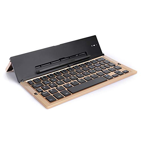 ASHATA Tastatur mit Ständer, Tastatur PC-Zubehör Computerteile Faltbares Quadrat Gold mit Ständer für Bluetooth, wiederaufladbare drahtlose Bluetooth-Tastatur Wechseln Sie zu von ASHATA
