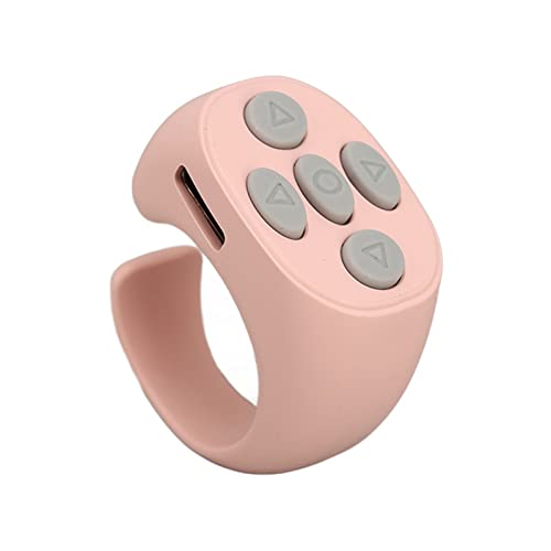 ASHATA Bluetooth-Fernbedienung Page Turner, Wireless Scrolling Control Page Turner Wiederaufladbar mit Ring-Design und Ladekoffer Für 15.0 Android 8.0 oder Höher(Rosa) von ASHATA