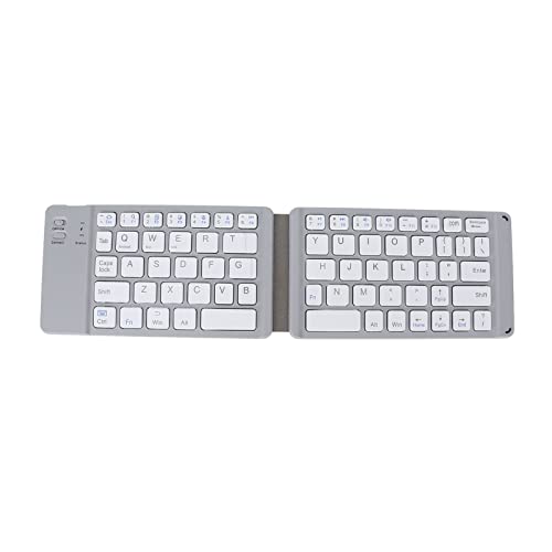ASHATA Tragbare Bluetooth-Tastatur Silent Keys Leichte, Faltbare Drahtlose Tastatur für IOS/für Android/für Windows Tablet PC Phone(Grau) von ASHATA