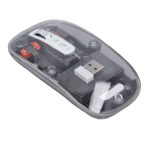 ASHATA Tragbare LED Silent Slim Mouse 2,4 GHz Bluetooth Maus 800 1200 1600 DPI, Wiederaufladbare Transparente Optische Mäuse Maus für Computer PC Laptop Tablet (Grey) von ASHATA