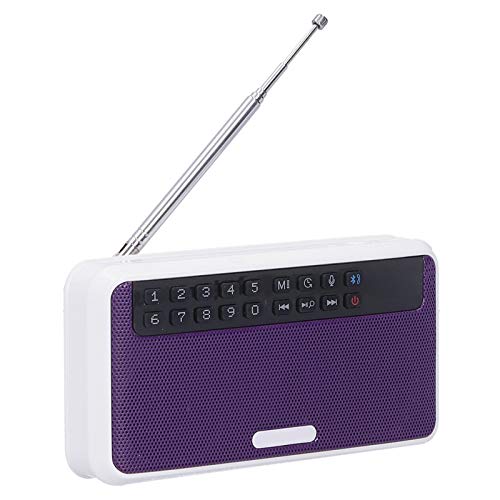 ASHATA Tragbarer Kabelloser Lautsprecher, Bluetooth-Außenlautsprecher mit UKW-Radio, Tragbare Lautsprecher Unterstützen AUX/Speicherkarte mit Taschenlampe(Violett) von ASHATA
