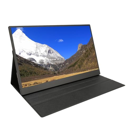 ASHATA Tragbarer Monitor, 17,3 Zoll 2,5K HDR IPS Display, USB C HD Multimedia Schnittstelle, Zweiter Externer Monitor mit Abdeckung und Lautsprechern, für Laptop, PC, Telefon (EU-Stecker) von ASHATA