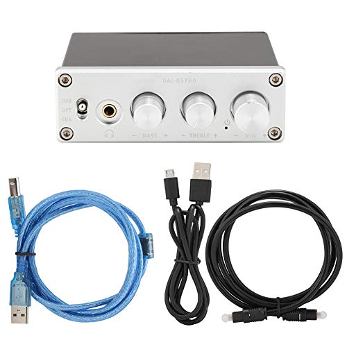 ASHATA Tragbarer Stereo-Kopfhörerverstärker, DAC-Dekodierungs-Audio-Decoder mit Kopfhörerverstärker für 3,5-MM-Kopfhörer(Silber) von ASHATA