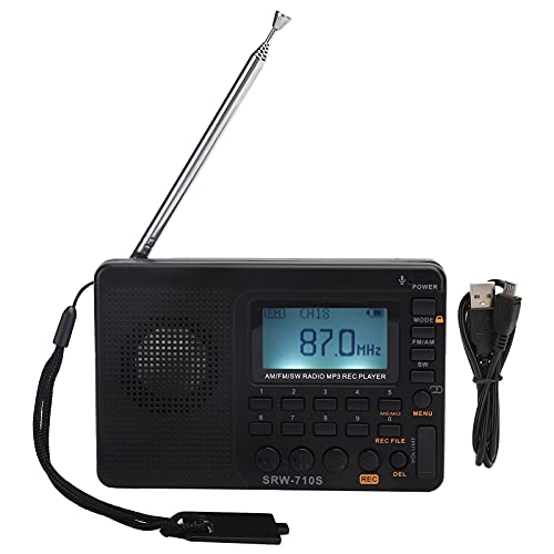 ASHATA Tragbares FM/AM/SW-Radio, AM-FM-Transistorradio mit LCD-Display, Kleiner Radio-Stereo-Lautsprecher Rec-Recorder, Empfang mit Großer Reichweite für Den Innen-, Außenbereich und Notfall von ASHATA