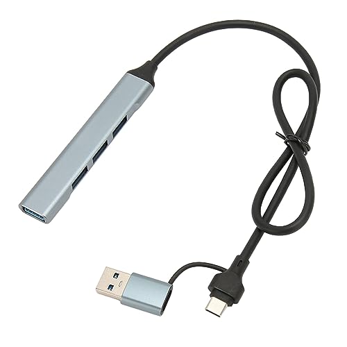 Typ C Hub 4 Ports Dockingstation, 5 Gbit/s Aluminiumlegierung USB 3.0 Hub, Plug and Play Space Grey USB 3.0 Dockingstation für Desktop-Laptop-PC von ASHATA