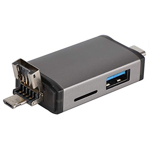 ASHATA Typ C-Kartenleser, Multifunktionskartenleser, Typ C/USB/MicroUSB-Ausgabekartenleser mit Langer Lebensdauer für TF-Karte/Speicherkarte/MMC von ASHATA