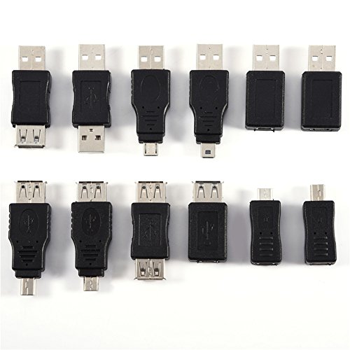 ASHATA USB 2.0 Adapter Kit, High-Speed 12pcs OTG 5pin Wechsler Adapter Konverter,12 Stück Mehrere USB2.0 Adapter Micro/Stecker Buchsen Steckverbinder Adapter Schwarz ASHATA USB 2.0 Adapter Kit, High-Speed 12pcs OTG 5pin Wechsler Adapter Konverter,12 Stück Mehrere USB2.0 Adapter Micro/Stecker Buchsen Steckverbinder Adapter Schwarz von ASHATA