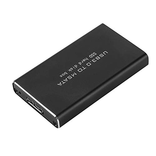 ASHATA USB 3.0 Externes Festplatten Gehäuse,Aluminiuml 30mmx30mm/50mm MSATA SSD Solid-State-Festplatte Gehäuse,Tragbar 6Gbit/s USB3.0 zu MSATA SSD Festplattengehäuse Schwarz von ASHATA