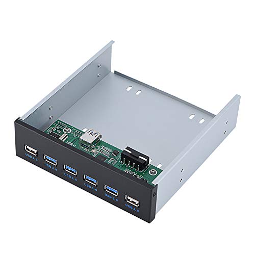 ASHATA USB 3.0 Front Panel, Super Speed Front Panel 4 USB 3.0+2 USB 2.0 Ports Hub,Multifunktion 5.25 Zoll USB 3.0 Frontplatte USB Hub mit SATA-Kabel für PC Computer von ASHATA