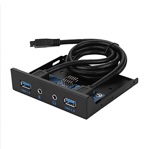 ASHATA USB 3.0 Front Panel, Super Speed USB 3,0 2-Port 3,5 Zoll Frontplatte USB-Hub mit HD Audio/Mikrofon Port,Multifunktional Floppy Front Panel USB 3.0 Hub für 3,5 Zoll Laufwerke Schwarz von ASHATA