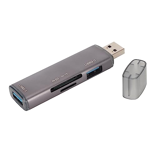 ASHATA USB 3.0-Hub mit 4 Anschlüssen, 300 MB/s-Übertragung, USB-Splitter aus Aluminiumlegierung für PC, Speicher-/Speicherkartensteckplatz, Plug-and-Play von ASHATA