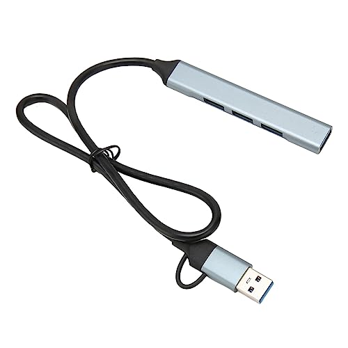 ASHATA USB C Hub, USB C Laptop Dockingstation, 4 Anschlüsse, 2 in 1, 19,7 Zoll Langes Kabel, Aluminiumlegierung, Plug and Play, USB 3.0 Dockingstation für Desktop Laptop von ASHATA