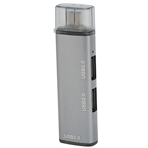 ASHATA USB C Hub mit 1 USB3.0 Anschluss und 2 USB2.0 Anschlüssen, Aluminiumlegierung, Schlankes Design, Weitgehend Kompatibel für Laptop, Maus, Tastatur, Mobile Festplatte (Grey) von ASHATA