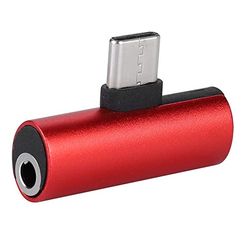 ASHATA USB C Klinke Adapter,USB C zu 3.5mm Klinke Audioadapter,USB C Aux Adapter zu Kopfhörer Jack Audio Adapter für Xiaomi,für Huawei Mate,für Oppo,usw(rot) von ASHATA