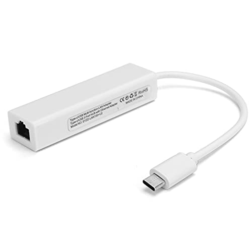 ASHATA USB C auf Ethernet Adapter, RJ45 auf Typ C Ethernet Adapter, Typ C auf USB 2.0 Netzwerk 100M Zubehör für Win XP/7/8/für OS X(Weiß) von ASHATA