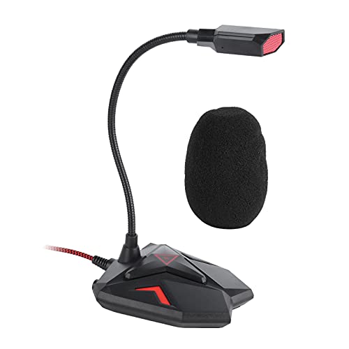 ASHATA USB-Desktop-Mikrofon 360-Schwanenhals-Plug & Play Omnidirektionales Kapazitives Aufnahmemikrofon mit Mute-Taste und LED-Anzeige für Computerspiele (Schwarz) von ASHATA