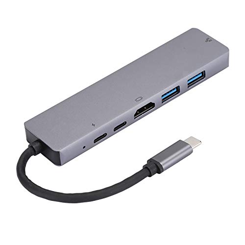 ASHATA USB-HUB, 60 Hz + USB 3.0 X 2 + PD-Aufladung + USB C + RJ45-Dockingstation 6-in-1-Hub, Unterstützung 4K X 2K, 30 Hz/4K X 2K von ASHATA