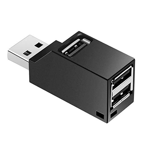 ASHATA USB-Hub,3 in 1 USB2.0-Splitter-Hub ABS Direct Plug-in-Extender Computerzubehör,Verschleißfester USB-Splitter Unterstützt Verschiedene Geräteanwendungen (schwarz 2.0) von ASHATA