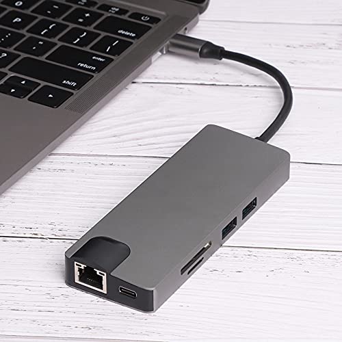 USB Hub-Adapter, Type-C-Ethernet-Hub auf USB 3.0 X 2 -Speicherkarte Lesen von Notebook-Bürozubehör, Unterstützung von VGA HD-Ausgang, Übertragung 4K von ASHATA