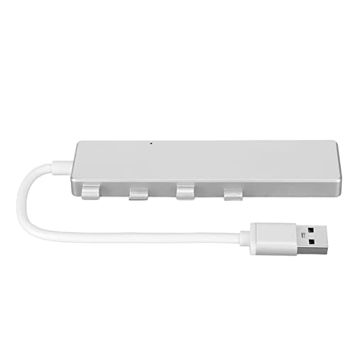 ASHATA USB-Hub Multiport mit 4 USB-Anschlüssen, USB3.0- und USB2.0-Konnektivität, Tragbare USB-Dockingstation für Laptops und PCs, Unterstützt OTG, Silber von ASHATA