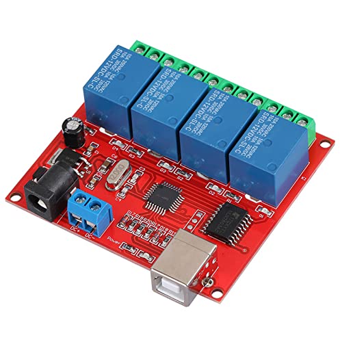 ASHATA USB-Smart-Switch-Controller-PC-Relaismodul-Erweiterungsplatine für 4 Kanäle 12 V, USB-Steuerchip, ULN2803-Relais-Antriebschip, Leiterplattenproduktion in Militärqualität von ASHATA