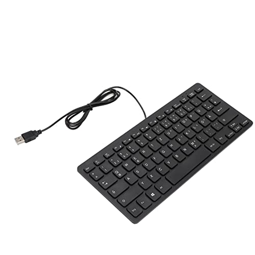 ASHATA USB-Tastatur, 78-Tasten-Stummschaltung, Ultradünne, Kabelgebundene Tastatur mit -USB-Schnittstelle, Kleine Sprachtastatur für Desktop-Computer, Deutsch, Russisch und von ASHATA