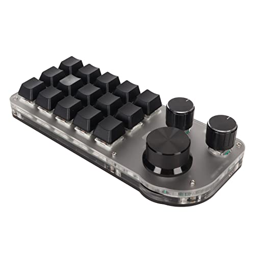 ASHATA USB-Tastatur mit 15 Tasten und 3 Knöpfen, Numerische Tastatur Typ C, Kabelgebunden, Bluetooth 2,4 G, Kabellos, DREI Verbindungsmodi, Programmierbare DIY-Tastatur für von ASHATA