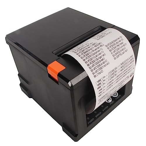 ASHATA USB Thermo Belegdrucker, 80 mm POS Drucker mit Automatischer Schneidevorrichtung, Restaurant Küchendrucker, Kompatibel mit ESC, POS Befehl, USB Seriell Ethernet Schnittstelle (EU-Stecker) von ASHATA