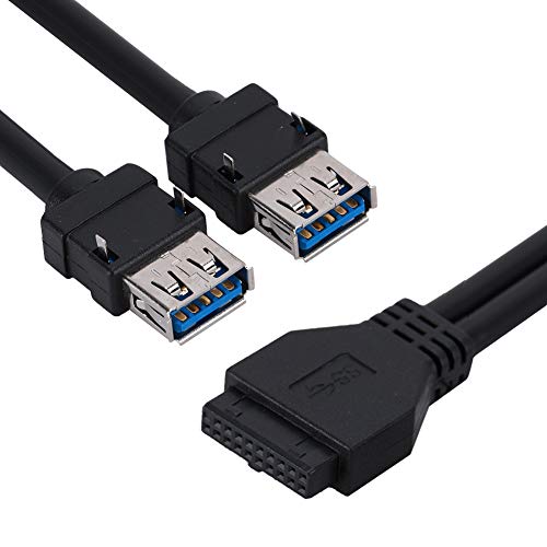 ASHATA USB3.0 19 / 20PIN Desktop-Motherboard-Kabel für die Frontplattenmontage mit Festen Füßen Kabel (schwarz) (#1) von ASHATA