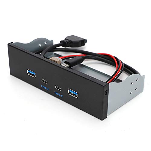 ASHATA USB3.1 Gen2 Frontpanel-Hub, optisches 10G-Laufwerk, USB3.0 + 2.0 + Typ C Typ-E-Erweiterungspanel-Computerteile, mit SATA-Kabel, 19-poligem Kabel und Schraube von ASHATA