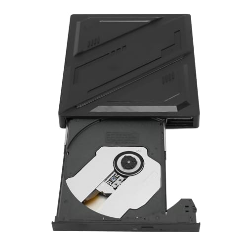 ASHATA Ultraflacher CD-Brenner, Externes CD-DVD-Laufwerk für Laptop, Unterstützt Speicherkarte und Speicherkarte, USB 3.0, Tragbarer CD-DVD +/-RW-Brenner, DVD-CD-Player von ASHATA