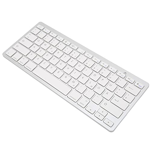 ASHATA Ultraschlanke Kabellose -Tastatur, 78 Tasten, Universelle Tragbare Kabellose -Tastatur für IOS-Tablet, OS X, System (Deutsch) von ASHATA