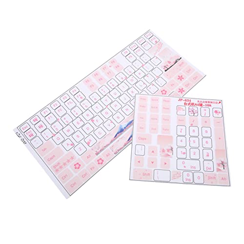 ASHATA Universal-Aufkleber für Englische Tastaturen, Rosa und Weiße Mechanische Tastatur-Tastenkappen-Aufkleber für Tastaturen mit 84 Bis 108 Tasten, PC/Computer/Laptop von ASHATA