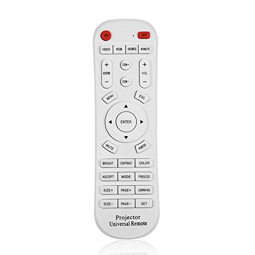 ASHATA Universal Porjector Remote Control, Universal-Fernbedienung Präsentationssystem Projektor Remote Control,Tragbar 10M Abstand Fernbedienungscontroller für Projektor Weiß von ASHATA