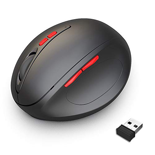 ASHATA Vertikale Maus, Vertikale Drahtlose 2,4-G-Maus Wiederaufladbare USB-Maus mit Ergonomischem Design Für, Ergonomische Optische Maus Für 98 / Me / 2000 / XP/Vista/Win 7/8/ 10 von ASHATA