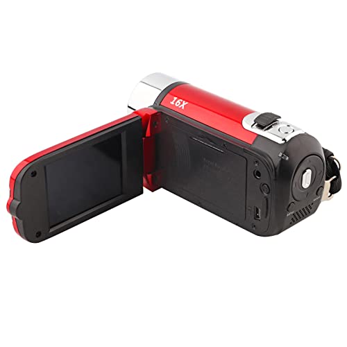ASHATA Videokamera Camcorder, Full HD Rotations Digitalkamera Recorder, 16X High Definition 270 Grad Rotations Digital Camcorder Video DV Kamera(Rot) von ASHATA